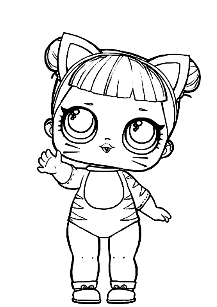Coloring page A doll in a tiger costume Print